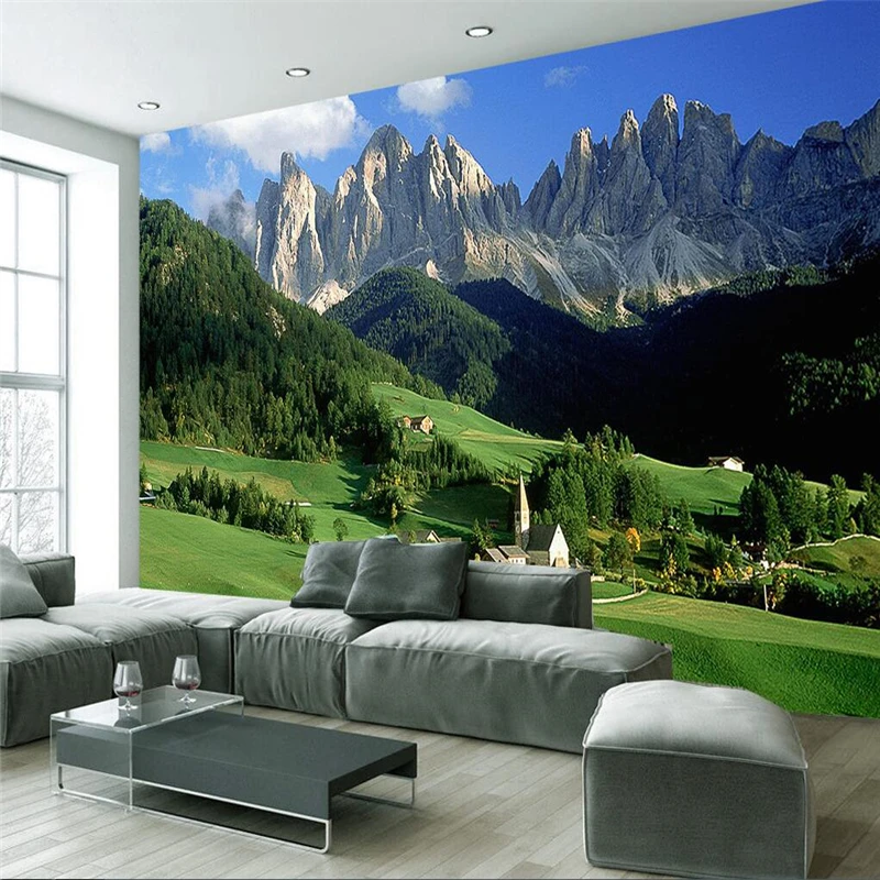 Custom photo wallpaper wall murals wall stickers atmospheric peaks towering spectacular scenery living room TV wall
