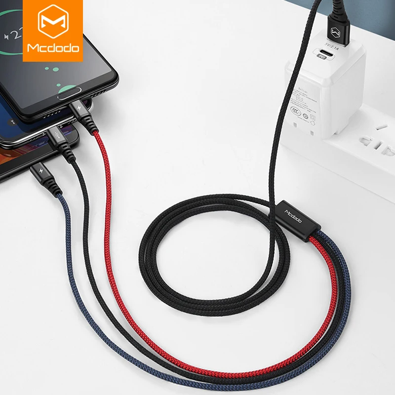 MCDODO 3A высокопрочный 3 в 1 USB кабель Micro Type C для iPhone X XS MAX XR 8 Xiaomi Samsung S9 S8 Быстрая