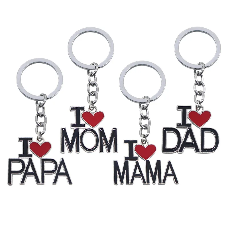 Модные буквы i love mom& DAD& PAPA& MAMA брелок в форме сердца персональный унисекс, металлические брелки для родителя подарок ювелирные изделия