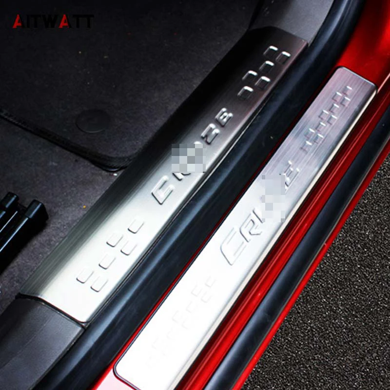 

Stainless Steel Door Sill Scuff Plate For Chevrolet Cruze 2009-2015 Accessories Pedal Plate Door Cover Car Stickers 4pcs AITWATT
