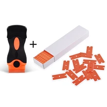 EHDIS Razor Scraper+100Pcs 1.5″Double Edge Plastic Razor Blades House Cleaning Tools Vinyl Car Wrap Squeegee Water/Glue Remover