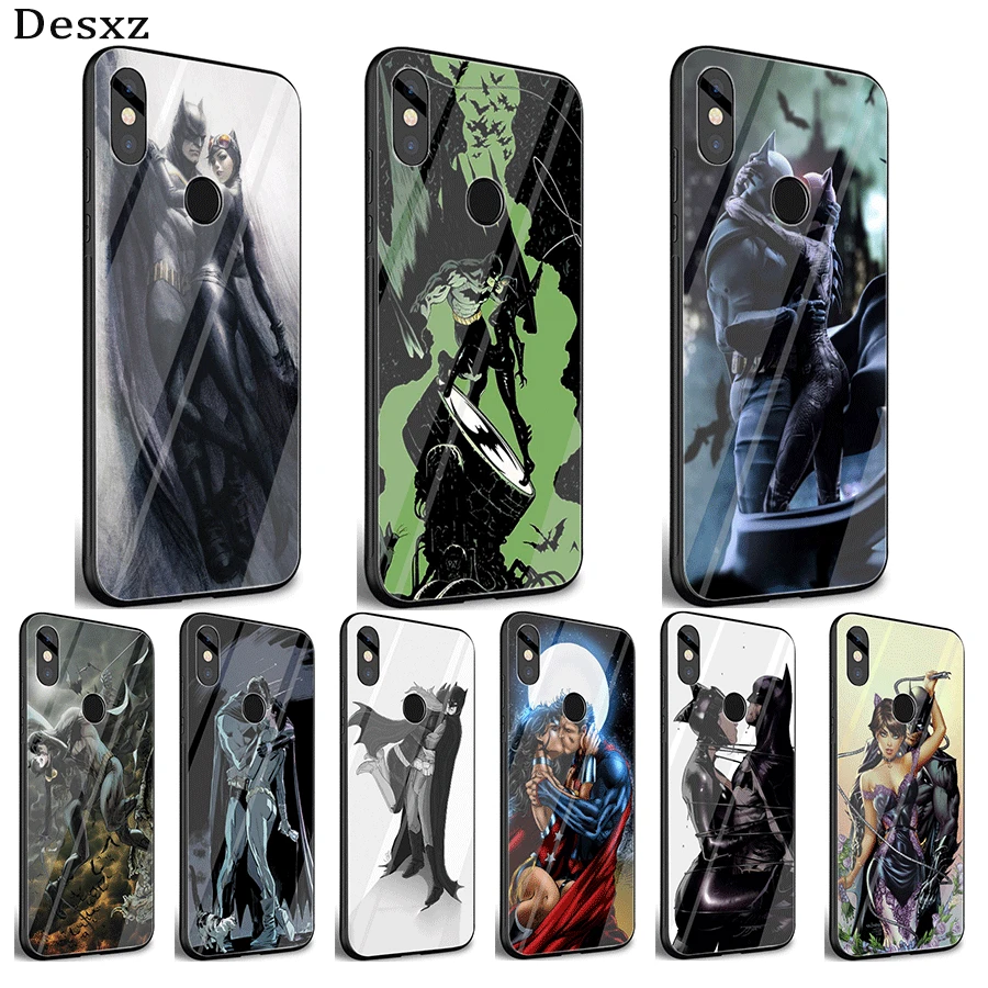 

Desxz Glass Mobile Phone Case For Xiaomi Note 5 6 7 Pro F1 A1 A2 4X 5X 6X 9 Cover Batman Cat Woman Kissing Bag Shell