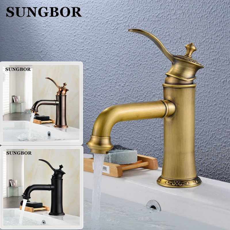 Basin Faucets Antique Orb Black Color Faucet Brass Bath Basin