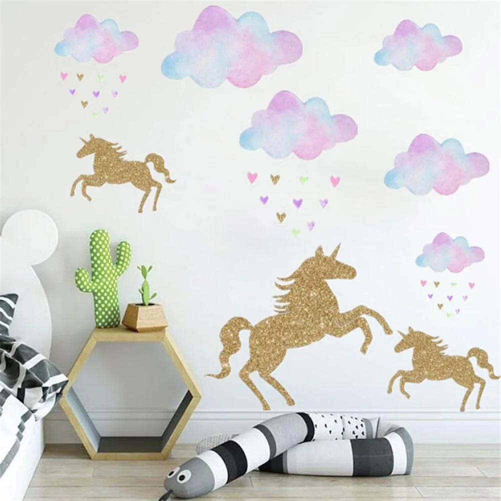 

Gold Unicorn Pattern PVC Wall Stickers Living Room Bedroom Wall Stickers For Children'S Room Home Decoration Accessories