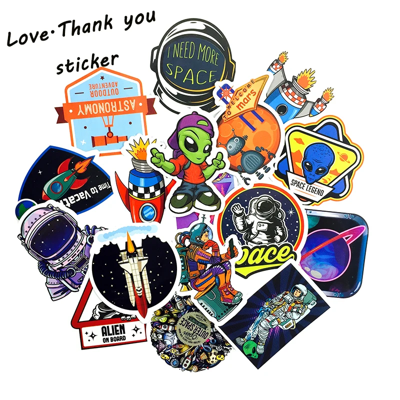 50 PCS Universe Sticker Toys for Children Aviation UFO Alien Spaceship Science Creative Stickers to Scrapbooking Laptop Luggage
