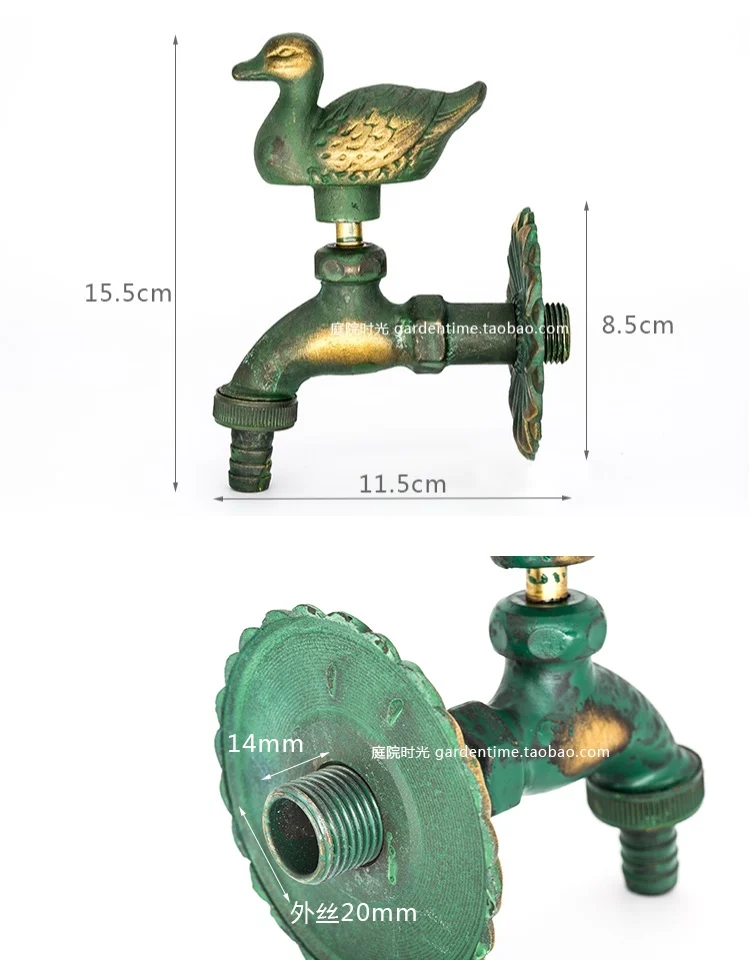 Смеситель в форме животных медный одинарный кран для холодной воды для двора сада антифриз Солнцезащитная Швабра бассейн стиральная машина богатая утка петухи