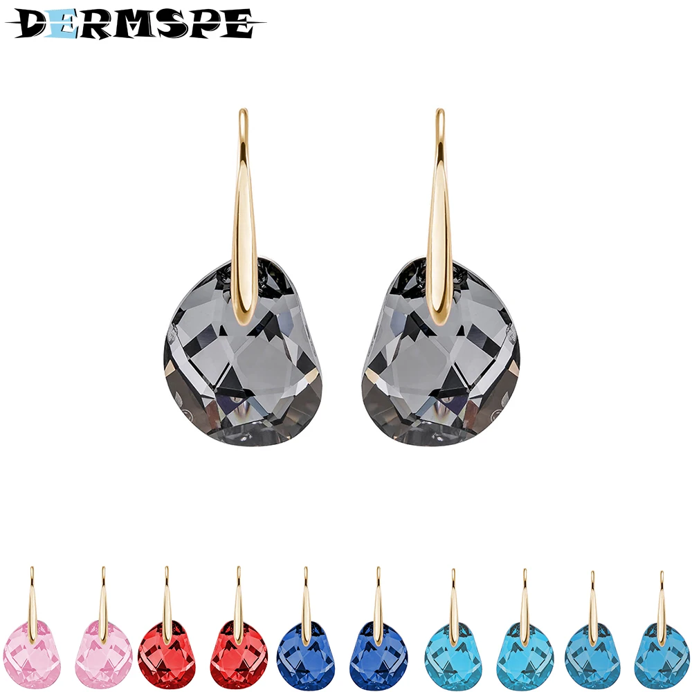 

DERMSPE 2018 New Black Crystal Plated Ladies Pierced Earrings for Women Stud Earrings Fashion Jewelry