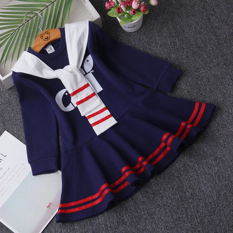 Одежда для маленьких девочек в консервативном стиле; детское платье с матросским воротником; одежда; платье для девочек; От 3 до 9 лет