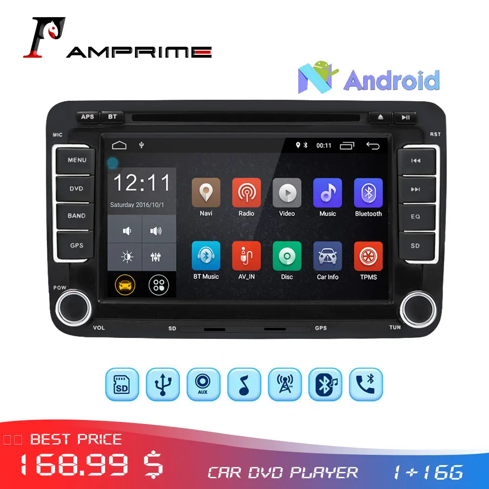 AMPrime 2 Din Автомобильный dvd плеер Android автомобильный Радио gps навигация аудио стерео