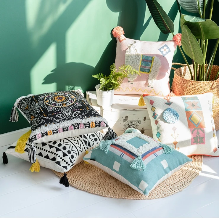Tufted наволочка Бохо подушка крышка хлопок Свадебная Подушка Бохо домашний декор, пользовательские размеры и цвет 45X45 см/40 CMRD