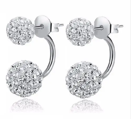 

2016 New Fashion Round Crystal cc boucle d'oreille femme Double Side earring full perlas Stud Earrings For Women Best gift