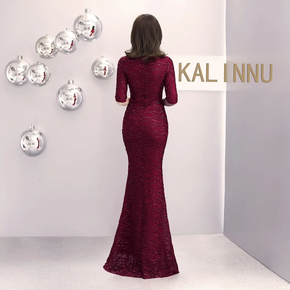 Formal dress Bead Half sleeve stripe Slim TrumpetMermaid Host Club night Long Party Maxi Dress for woman (7)