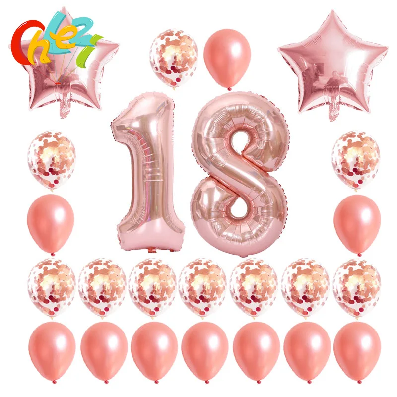 Happy Birthday Balloons Confetti Rose Gold Silver Balloon Party Decorations and Supplies