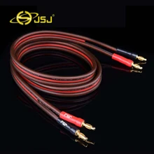 Oi-end balanceado de Banana Orador Cobre JSJ Cabo de Áudio Banhado A Ouro Linha OFC Audiophile Cabo De Banana 1 m 2 m 3 m 5 m de Alta qualidade