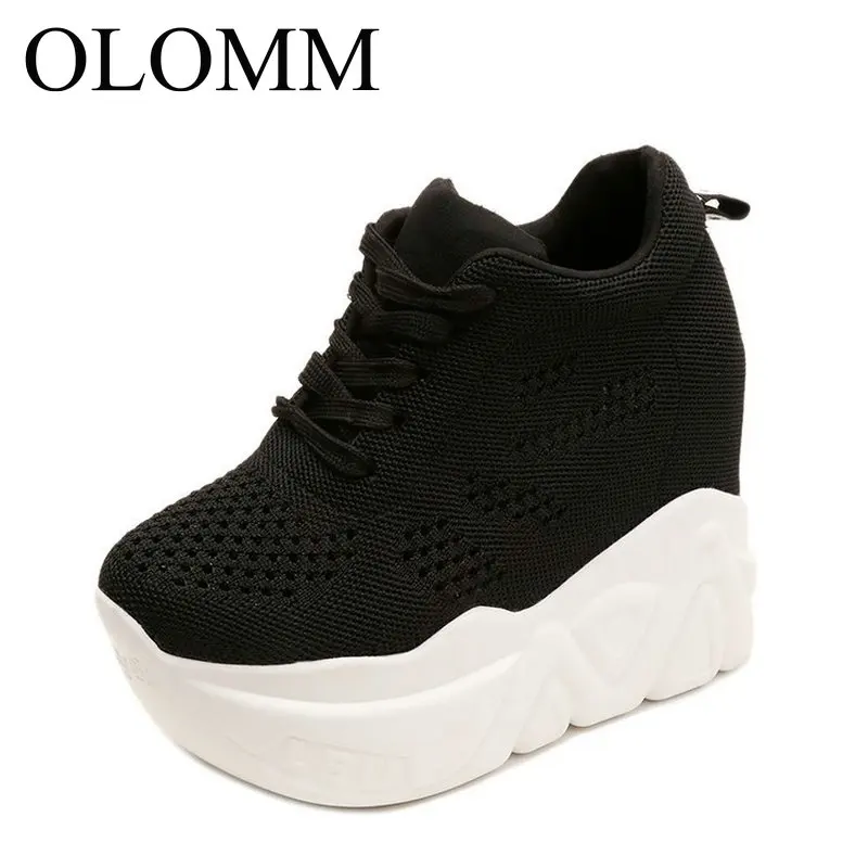 

2019 new spring and autumn increase women's shoes casual shoes 12cm muffin thick bottom elastic knit breathable shoes TD-124