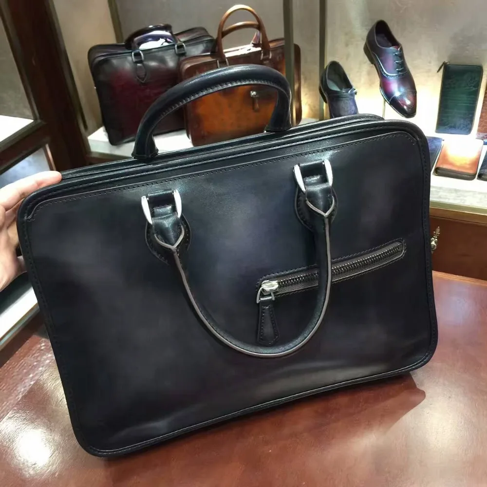 TERSE_Patina vintage style handbag mans calfskin genuine leather tote