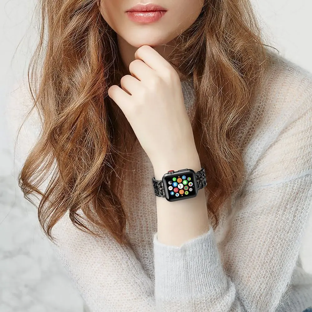 2018 ковбойский ремешок цепочка для Apple Watch 38 мм 42 серия 3 2 1 нержавеющая сталь металл