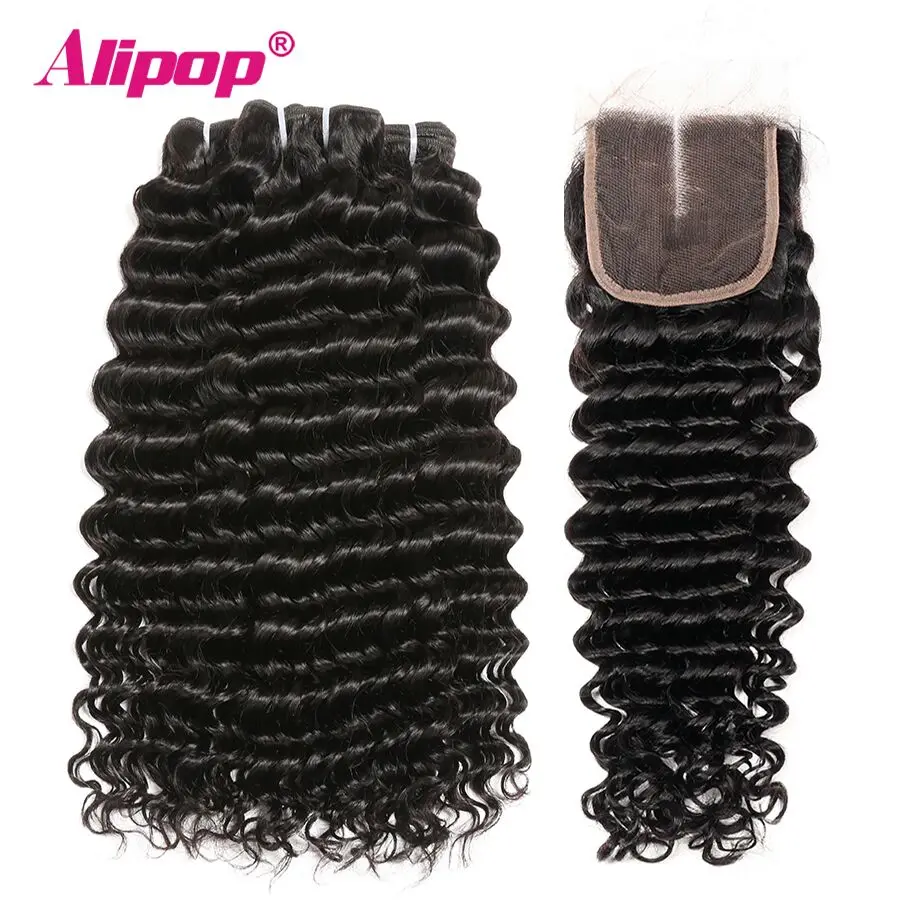 Big Sale Deep Wave Bundles With Closure 3 Bundles Brazilian Hair