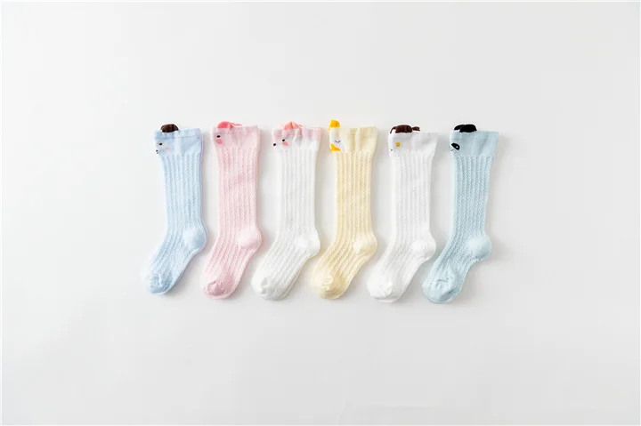 3 пары/партия, носки для новорожденных, длинные летние дышащие носки для маленьких мальчиков и девочек, носки до колена с рисунком, носки для младенцев, sokken