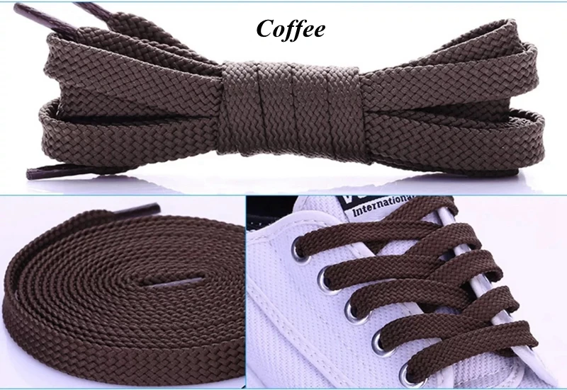 1 пара двойных плоских шнурков высокого качества из полиэстера шнурки Модные Спортивные Повседневные шнурки 28 цветов - Цвет: Coffee