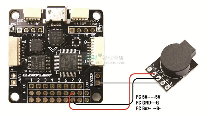 Высокое качество matek Systems DBuz5V tlost звукового сигнала и съемкой от первого лица FC 5V Громкий звонок с двумя режимами для съемкой от первого лица Квадрокоптер с дистанционным управлением