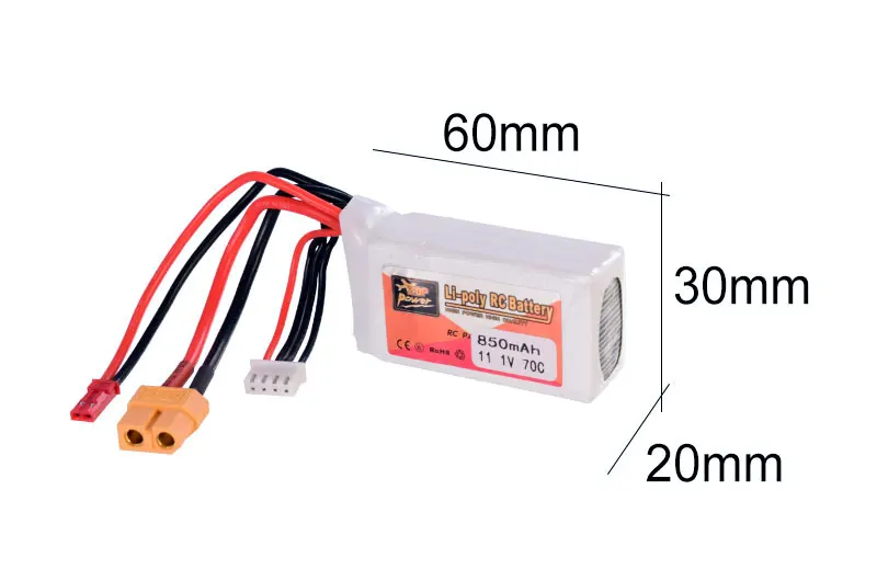 ZOP Мощность 7 4 V 11 1 850 мА/ч 70C 2S Lipo Батарея JST XT60 штекер Замена для беспилотный