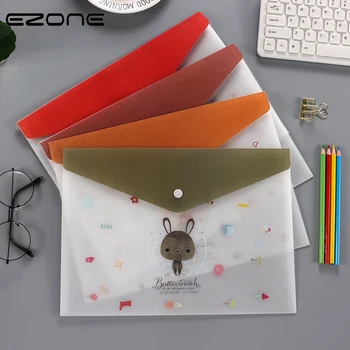 

EZONE 1PC School Document File Bag Button Design Paper Organized Bag File Cover Office File Bag School Office Stationery Supply
