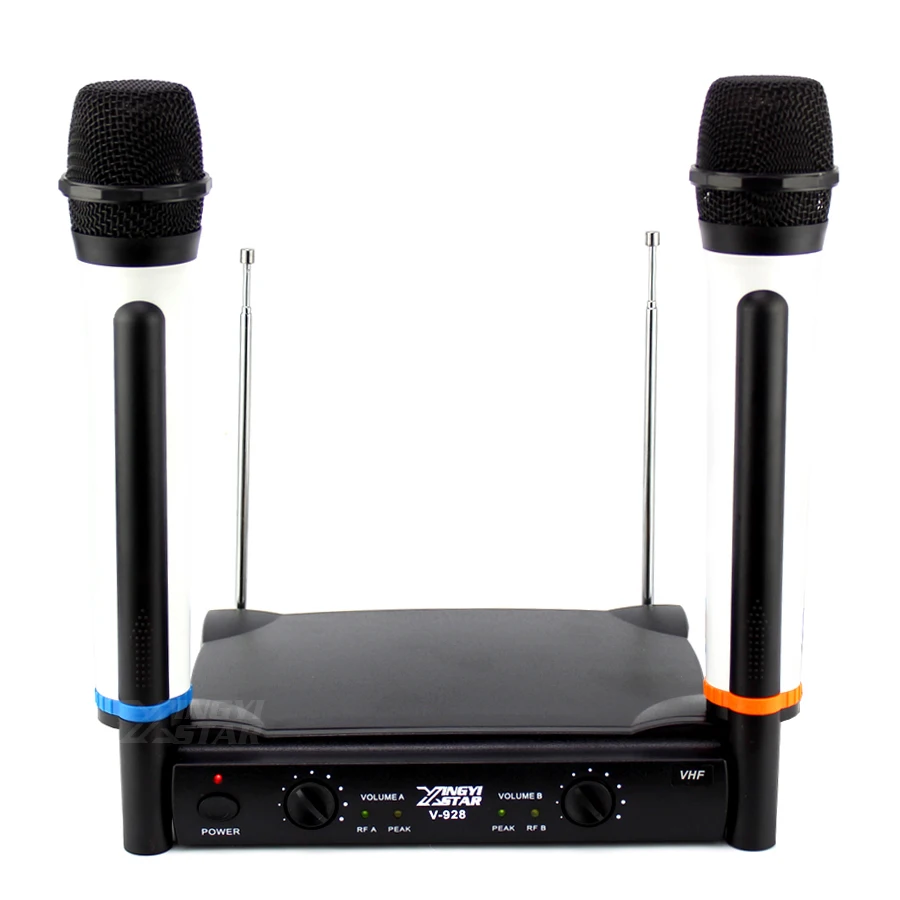 Wireless Microphone System Dual Handheld Cordless Dynamic Mic