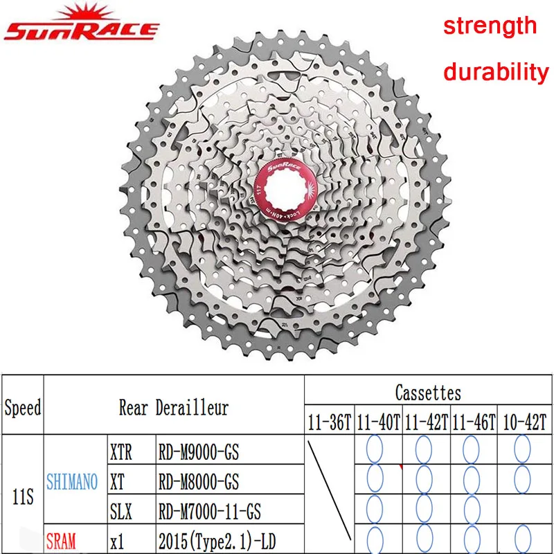 Sunracing CSMS8 CSMX8 11 скоростей кассета широкое соотношение горный велосипед свободного хода велосипедные карты Тип маховик 11-40T 11-42T 11-46T