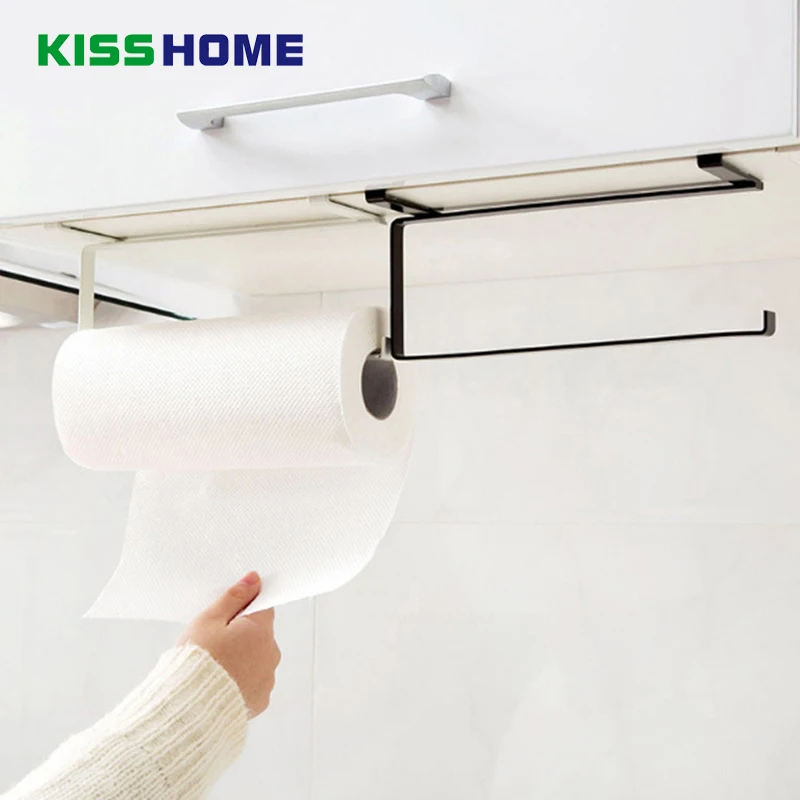 

2 Colors Kitchen Paper Hanger Sink Roll Towel Holder Organizer Rack Iron Bathroom Roll Paper Shelf Hanging Door Hook Rack