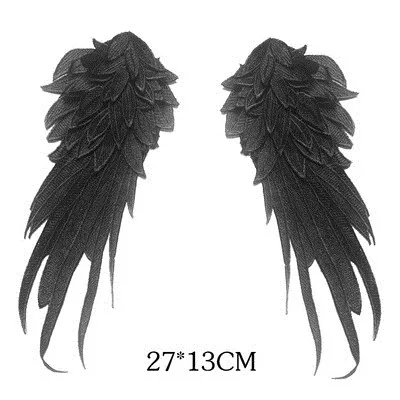 Большая Золотая проволока многослойная 3D аппликация крылья вышивка тканевые наклейки Крылья Ангела патч - Цвет: small black