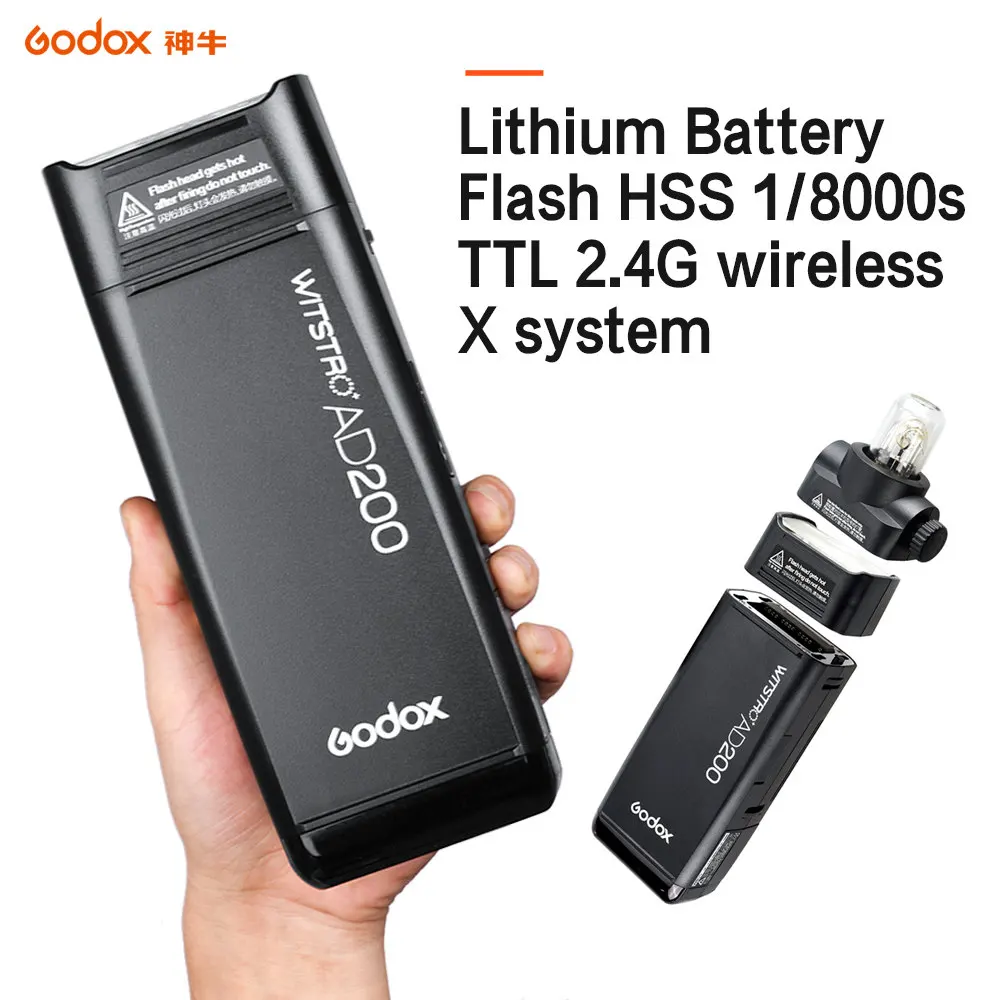 Карманная вспышка GODOX AD200 TTL 2 4G HSS 1/8000s двойная головсветильник Вт с передатчиком X1T