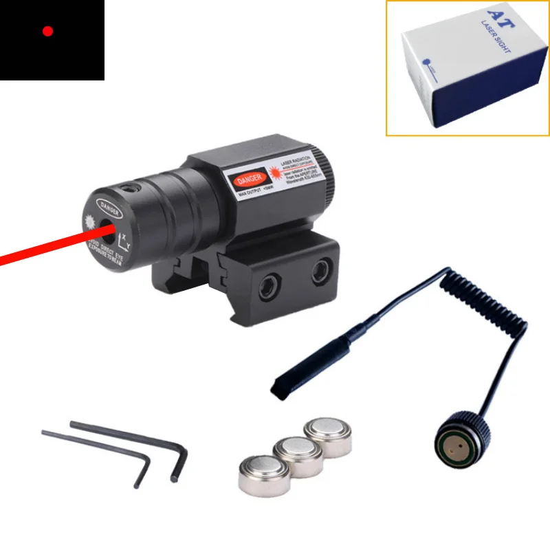 

Tactical Hunting Red Dot Mini Red Laser Sight Scope Dovetail or Weaver Picatinny Rail Mount with Remote Pressure Switch