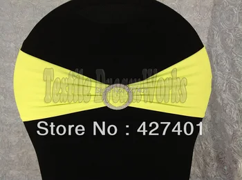 

Hot Sale Neon Green Spandex Bands / Lycra Band /Chair Covers Sash With Round Buckle For Wedding & Banquet
