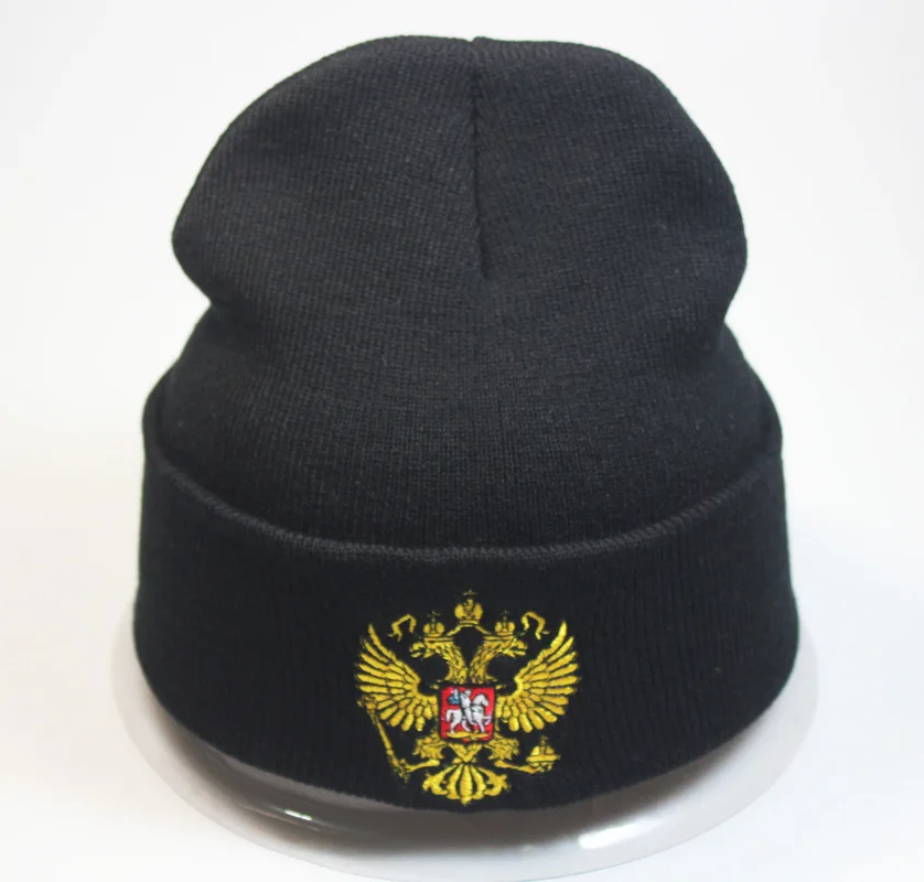 Зимняя вязаная шапка герб России Skullies Beanies Зимние головные уборы для мужчин и женщин брендовая шапка s теплая мешковатая шапка Gorras