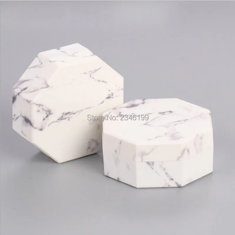 Empty Loose Powder Case 10g Octagon White Marbling Honey Powder Case 20g Empty Cosmetic Container Pearl Powder Packaging