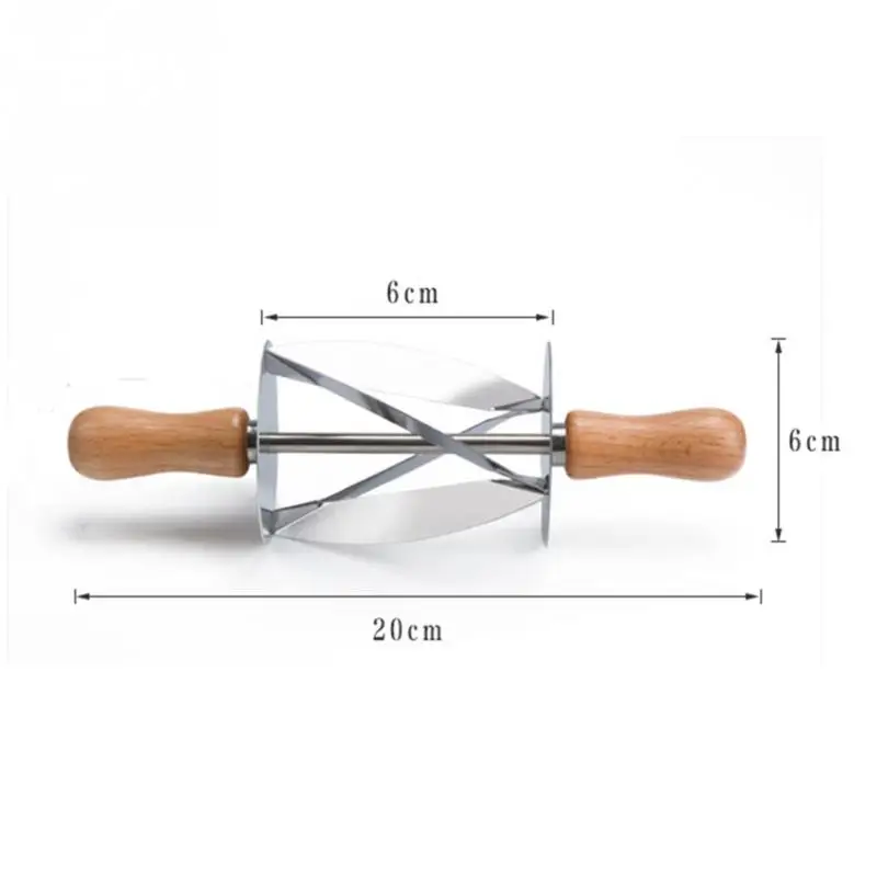 Рулонный резак из нержавеющей стали для изготовления Круассанов для хлеба, колесо для теста, деревянная ручка ножа для выпечки, кухонный нож