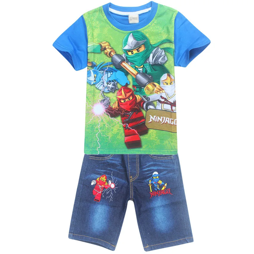 Детские комплекты одежды с героями мультфильмов, костюмы для мальчиков, одежда летняя футболка для малышей+ джинсы, спортивные костюмы, одежда для детей от 3 до 10 лет, детская одежда