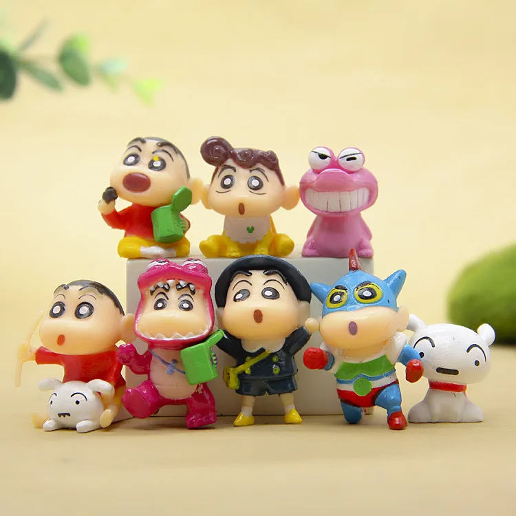 8pcs/set 3-4cm PVC Crayon Shinchan Figure Toy, Cute Crayon Shin Chan Action Figure Models Cartoon Anime Kid Toys gifts