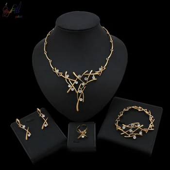 

Yulaili New Arrival Wholesale Fashion Gold Color Jewelry Sets Party Custom Zinc Alloy Jewelry Four Set