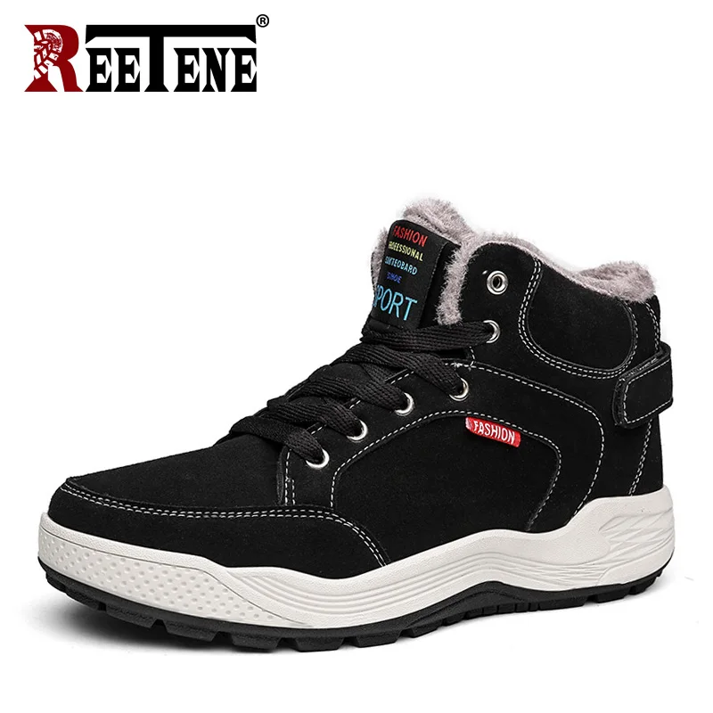 

REETENE Hot Sale Winter Warm Fur Men'S Boots Hard-Wearing Men Ankle Boots Warm Men'S Snow Boots Comfortable Lace Up Casual Shoes