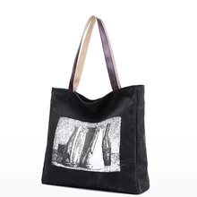 2016 New Fashion Women Canvas Handbags Large Casual Printing Tote Bags Large Capacity Top Handle Bag Zipper One Shoulder Bags