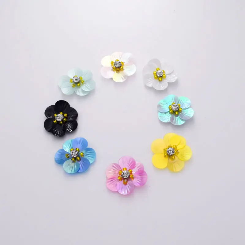 DIY 30mm Wholesale 100pcs Fabric Embellishments Iron on Handmade Flower