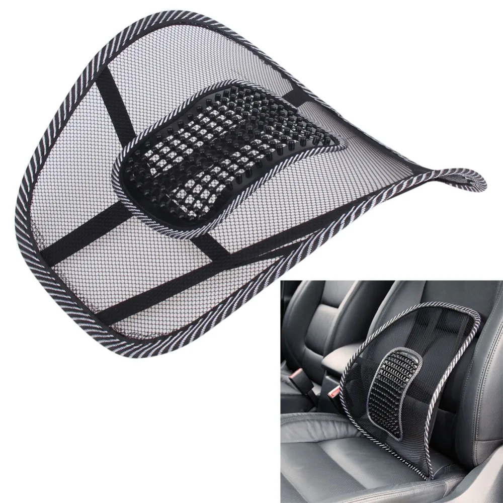Black Mesh Cloth Car Seat Cushion Lumbar Waist Support Lumbar
