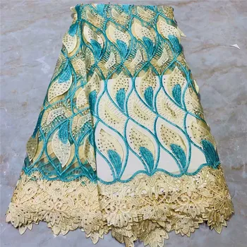 

2019 New High quality nigerian wedding african lace fabric guipure cord lace fabric for african party 5yards/lot