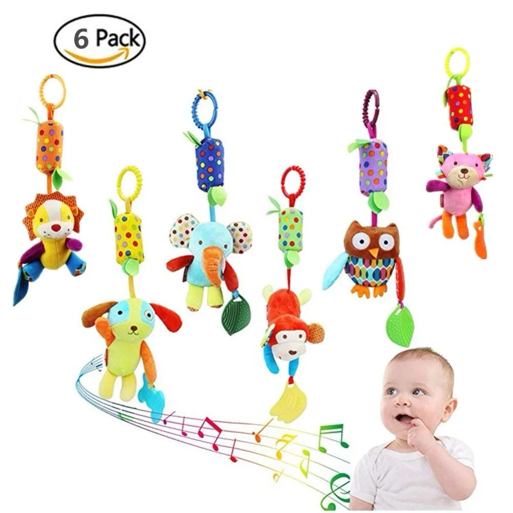 

Baby Infant Developmental Interactive Teether Rattle Toy Clip On Pram and Pushchair Baby Plush Rattle Toy For Baby Infant