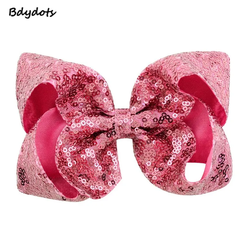 

1Piece Hairwear 20colors 6 inch Girl Embroideried Sequin Bows With Alligator Clips Kids Hairpins Bling Barrette Hair Accessories