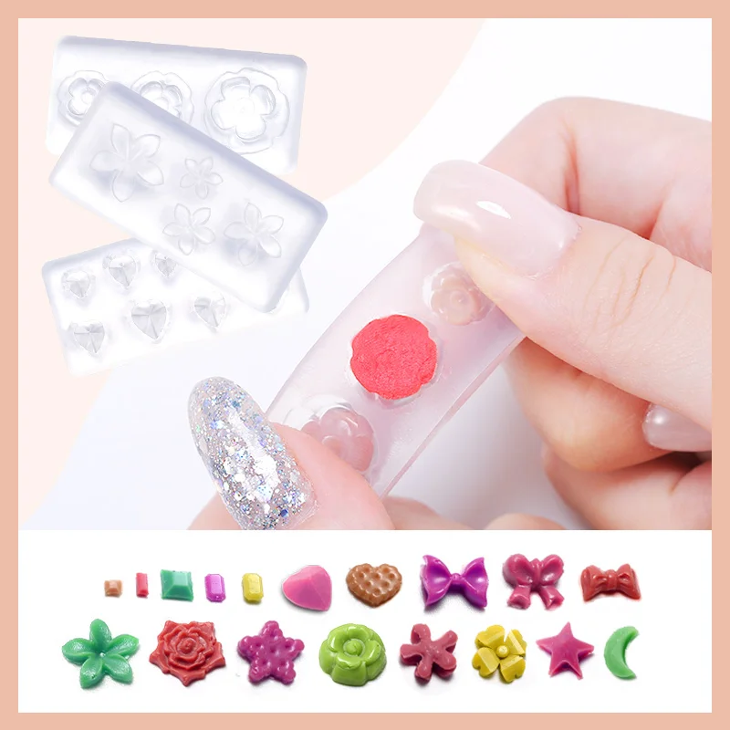 

Lacheer 1Pcs Plastic Nail Stamping Mold Silicone Soft Flowers Pattern UV Gel Nail Template Embossing Manicure Accessories