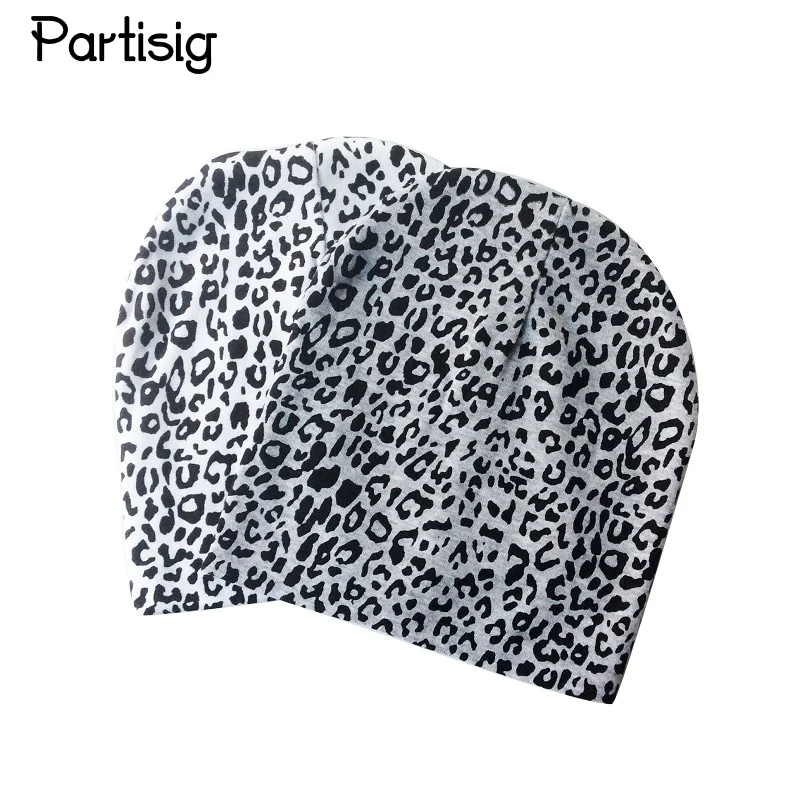 Partisig Brand Superior Leopard Print Baby Cap Soldering Knit Beanie Fo Cotton Hats