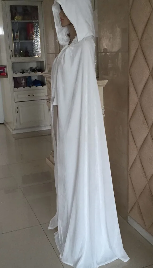 white cloak with hood and sleeves